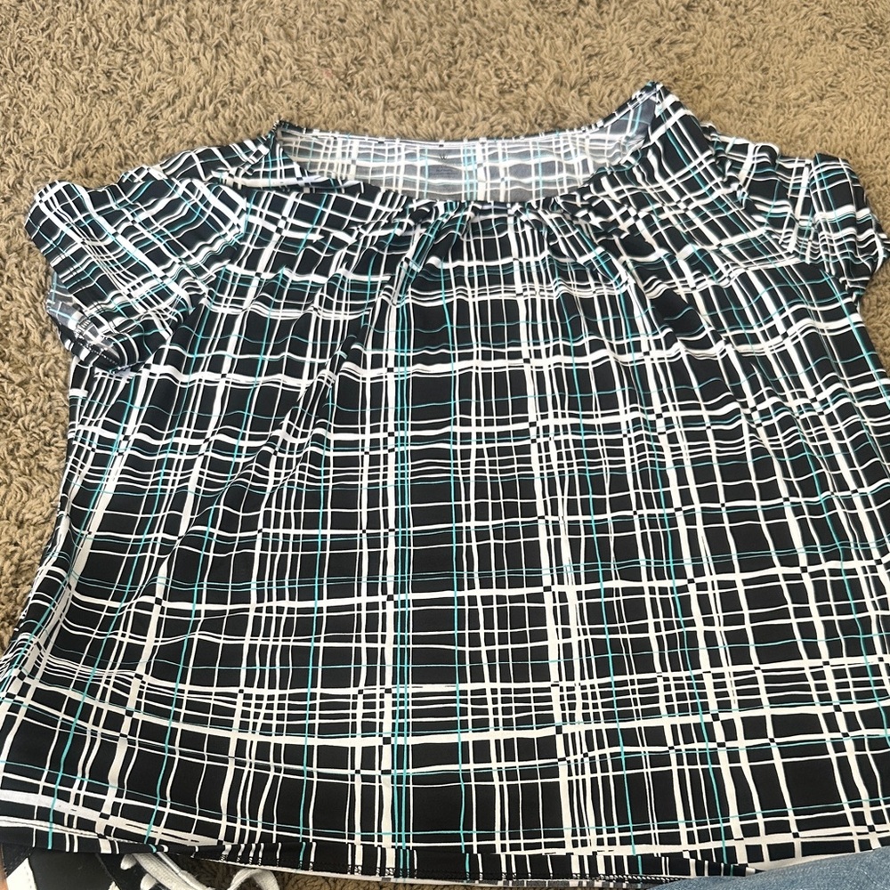Worthington Blue and Black Plaid Top